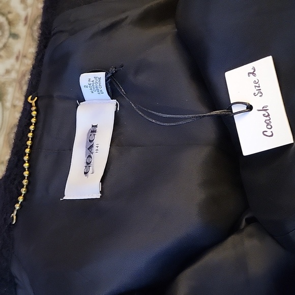 Coach black wool mohair blend coat beads pearl trim fully lined Sz 2 New… - Picture 8 of 8